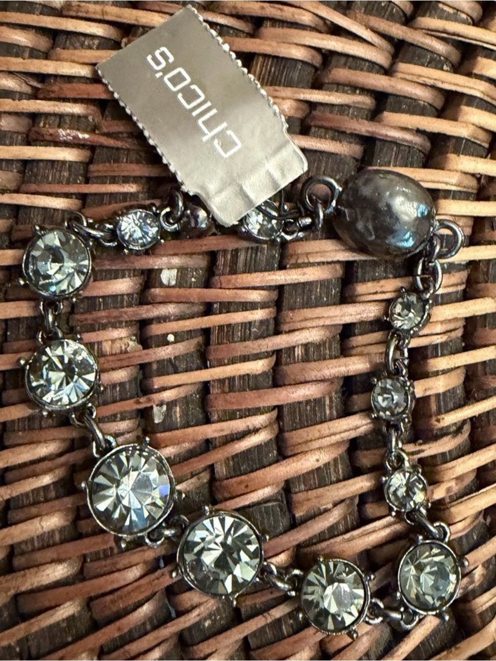 Chico's Bracelet with Smoky Stones & Clear Crystal Accents